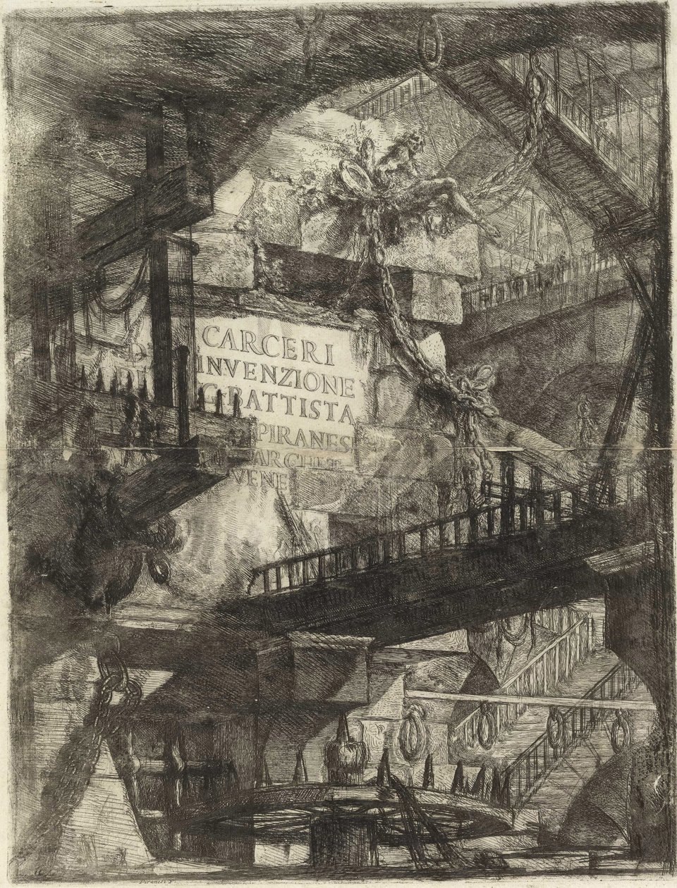 Ze série Imaginární vězení (The Prisons of Invention) od Piranesi, Giovanni Battista (1720-1778). Mědirytina, ca 1761, soukromá sbírka od Giovanni Battista Piranesi