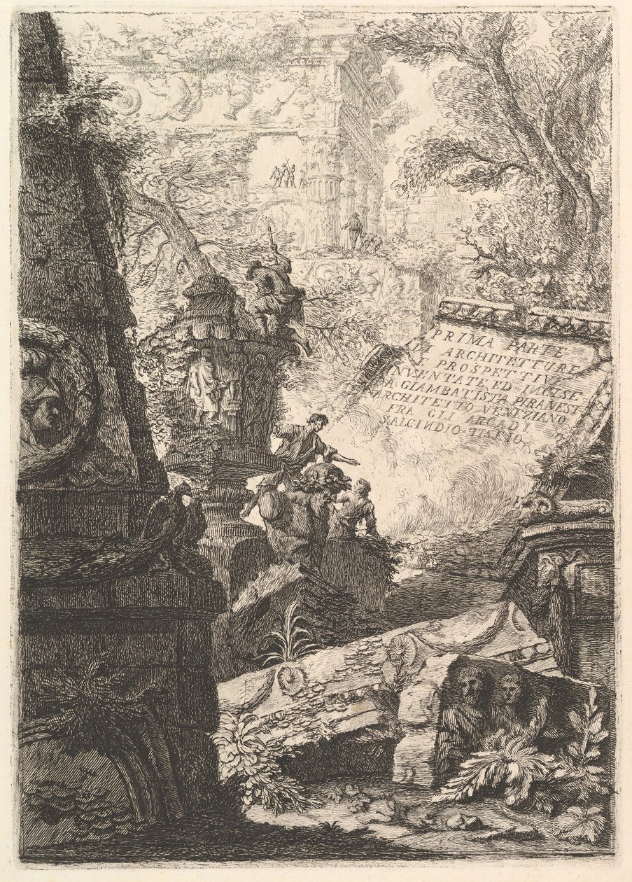 Frontispiece: First Part of Architectures, and Perspectives, Řím, ca. 1750. od Giovanni Battista Piranesi