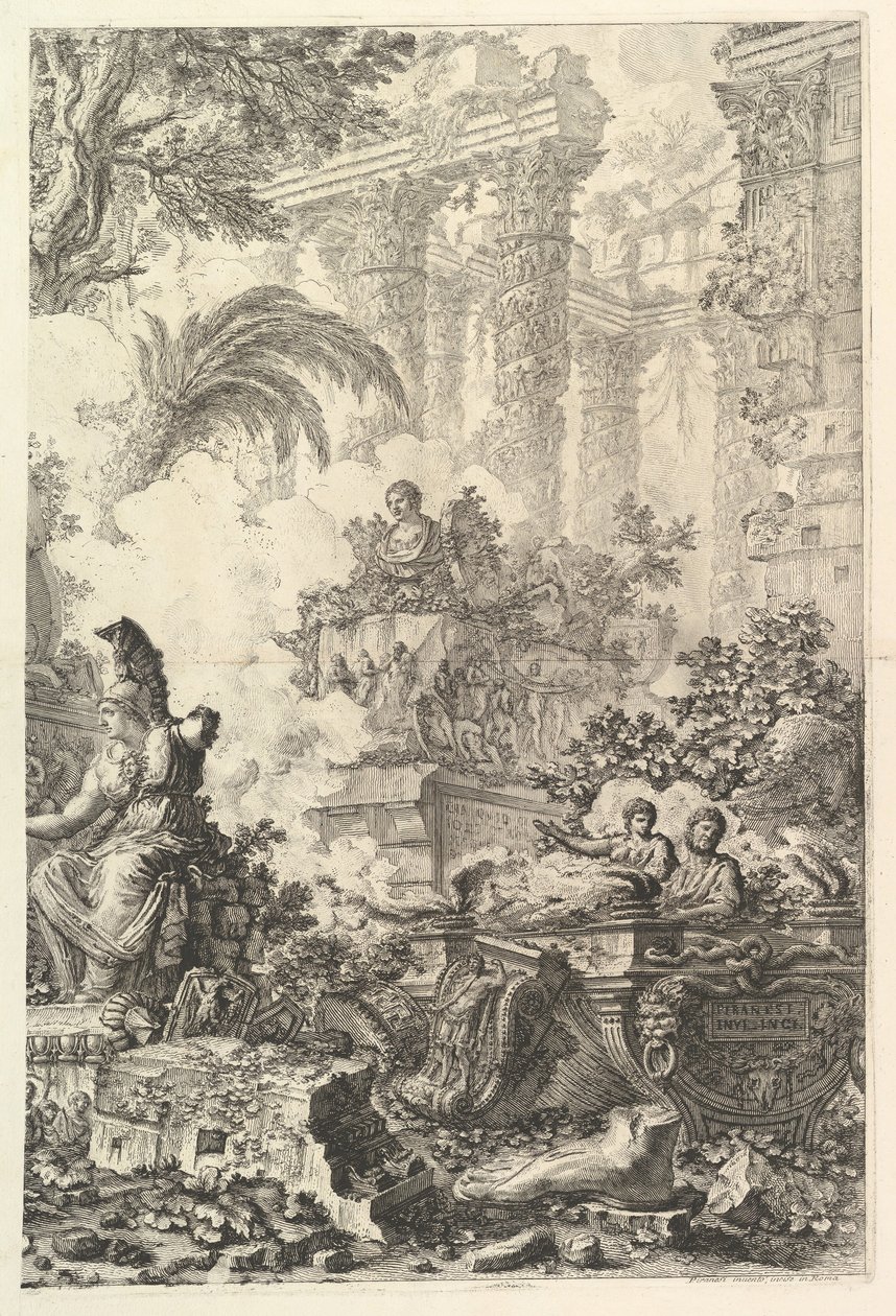 Frontispis, se sochou Minervy, ca. 1748. od Giovanni Battista Piranesi