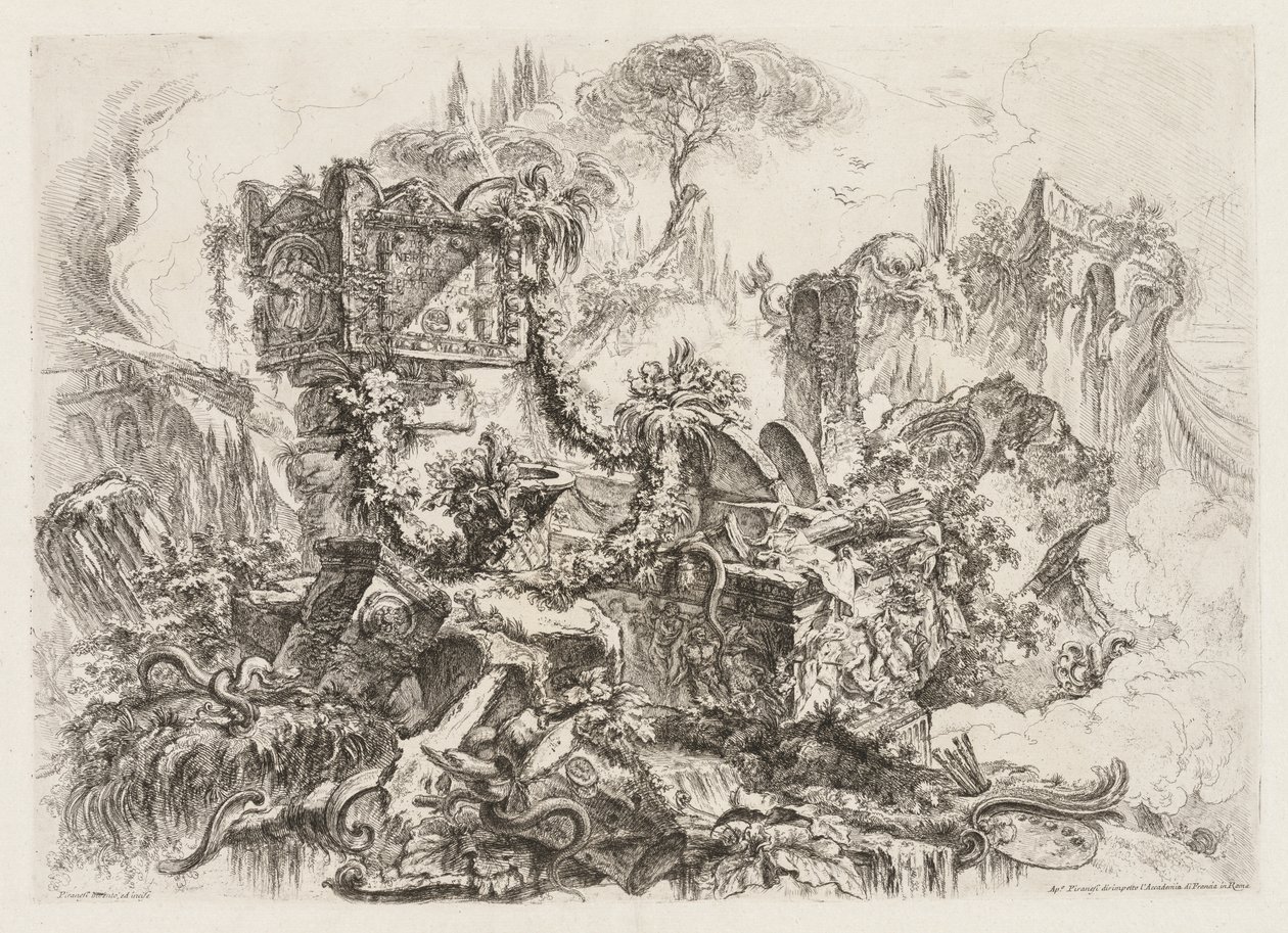 Groteschi: Ruiny s hady od Giovanni Battista Piranesi