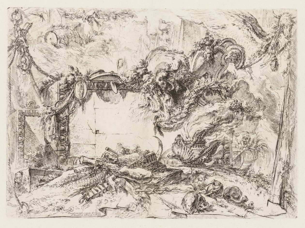 Groteschi: Ruiny s lebkami a kuřáckou vázou, ca. 1745-50. od Giovanni Battista Piranesi