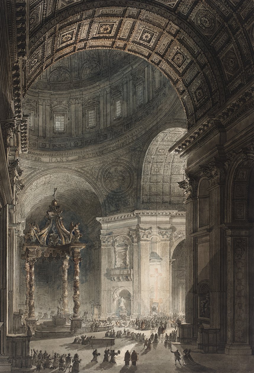 Iluminace kříže v St. Peters na Velký pátek 1787 (wc a lept) od Giovanni Battista Piranesi