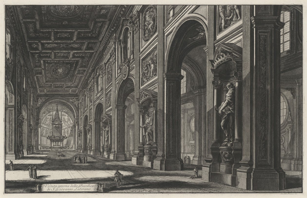 Pohled do interiéru baziliky San Giovanni in Laterano (z: Vedute di Roma) od Giovanni Battista Piranesi