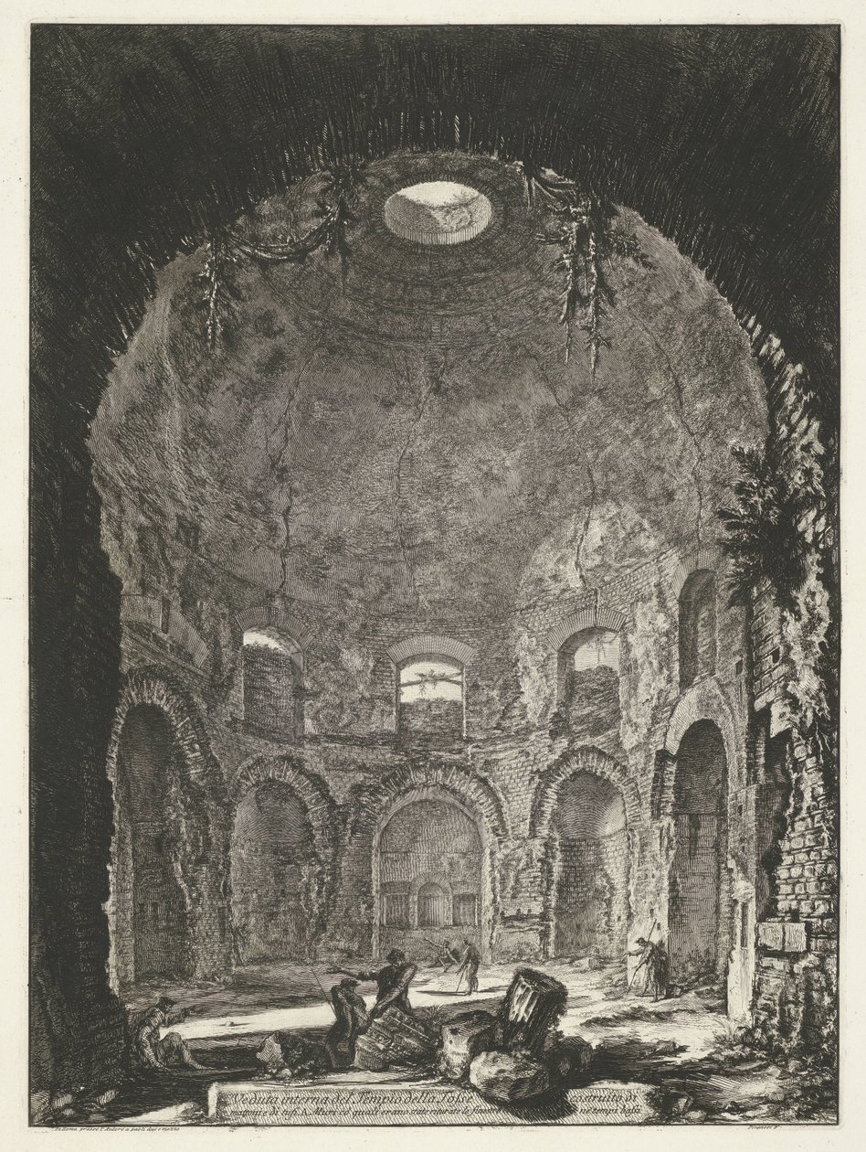 Interieur van de Tempio della Tosse v Tivoli Vnitřní pohled na Tempio della Tosse (...) (název na objektu) Gezichten op Rome (název série) Pohledy na Řím navržený a vyrytý architektem Giambattista Piranesi Ve (nez) iano (název série) od Giovanni Battista Piranesi