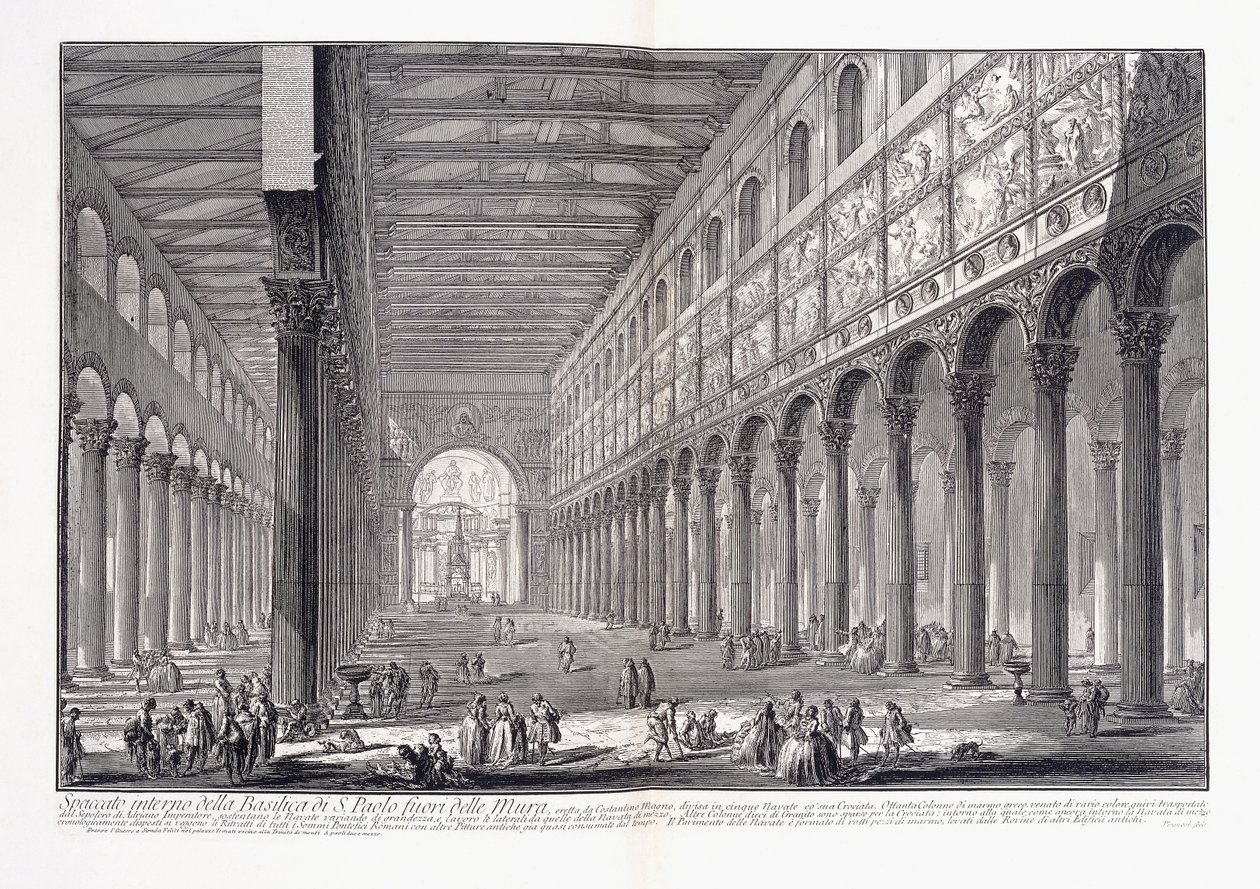 Interiér baziliky svatého Pavla mimo hradby od Giovanni Battista Piranesi