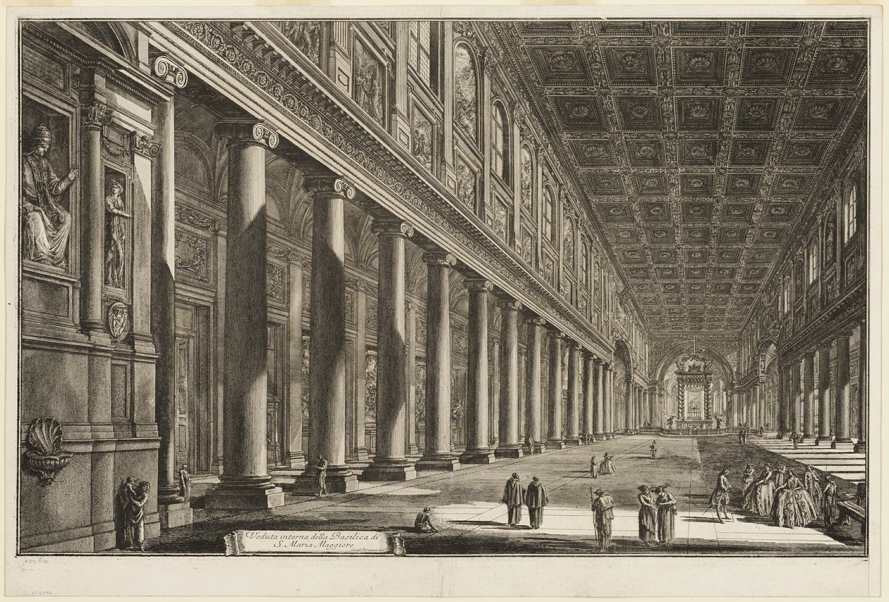 Vnitřní pohled na baziliku S. Maria Maggiore, z Pohledy na Řím od Giovanni Battista Piranesi
