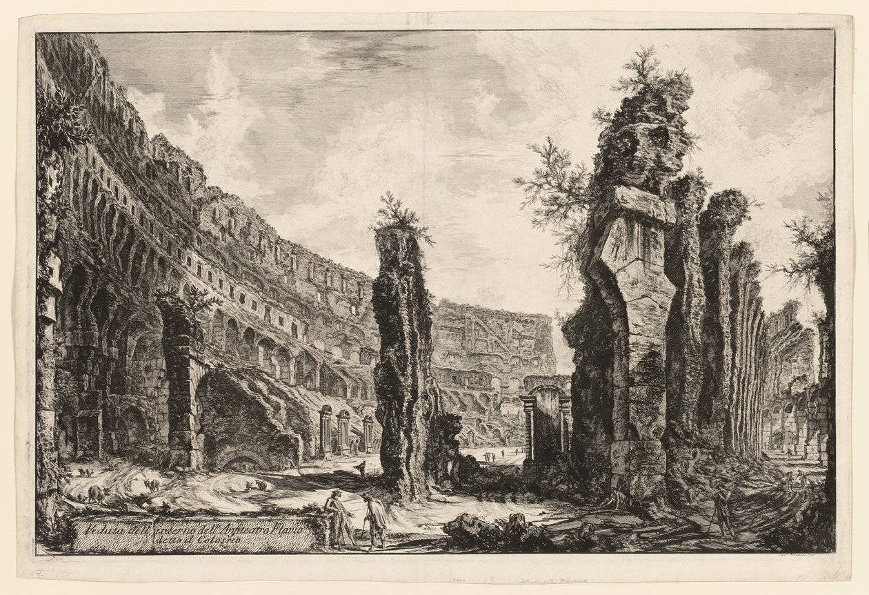 Vnitřní pohled na Koloseum, z Pohledy na Řím od Giovanni Battista Piranesi