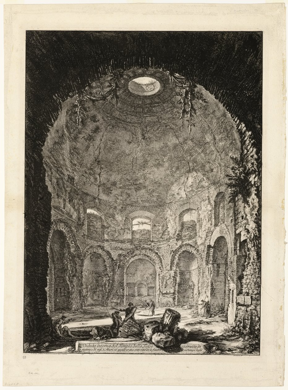 Vnitřní pohled na takzvaný Tempio della Tosse [Chrám kašle], z Pohledů na Řím od Giovanni Battista Piranesi