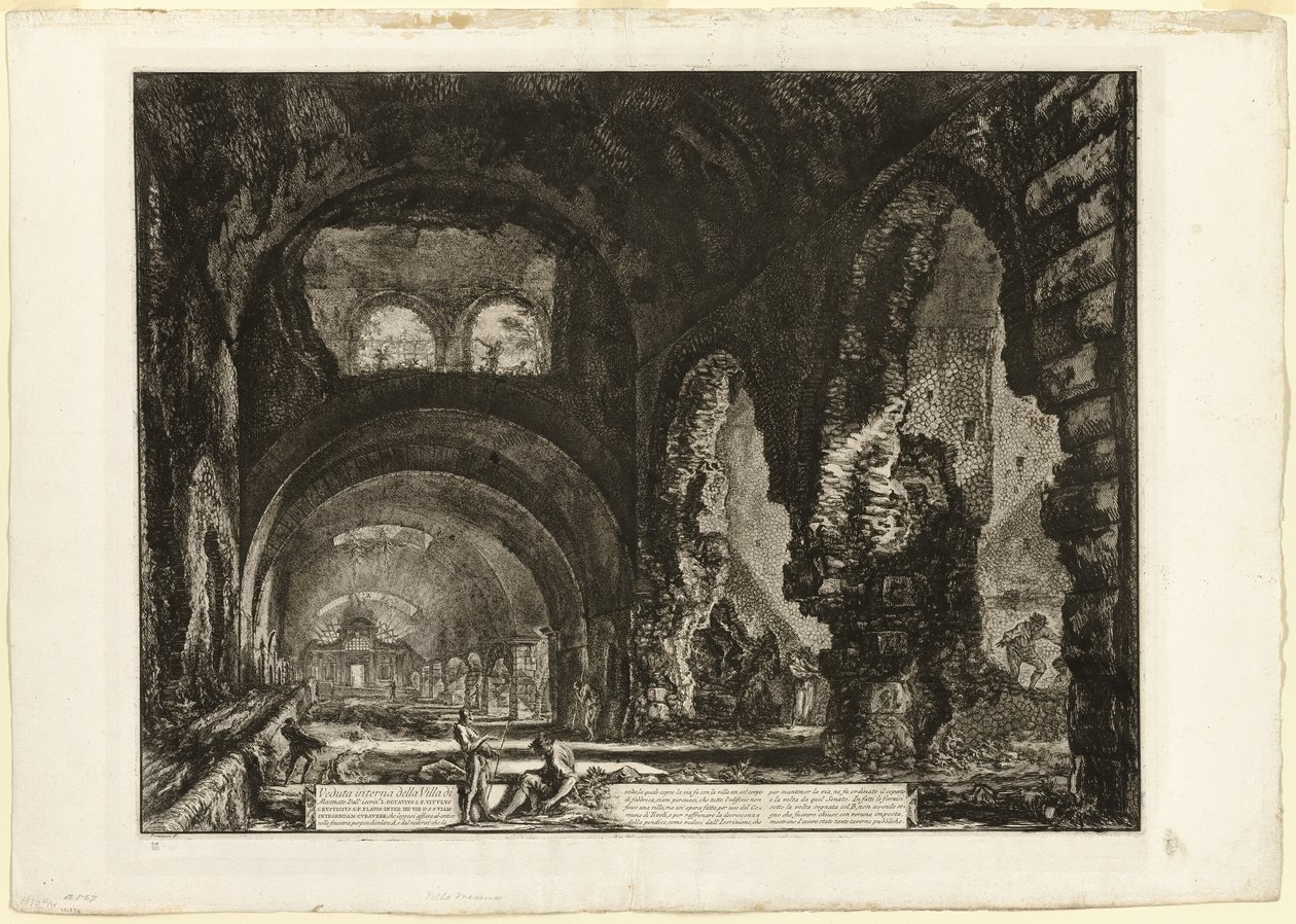 Vnitřní pohled na vilu Maecenas, z Pohledy na Řím od Giovanni Battista Piranesi
