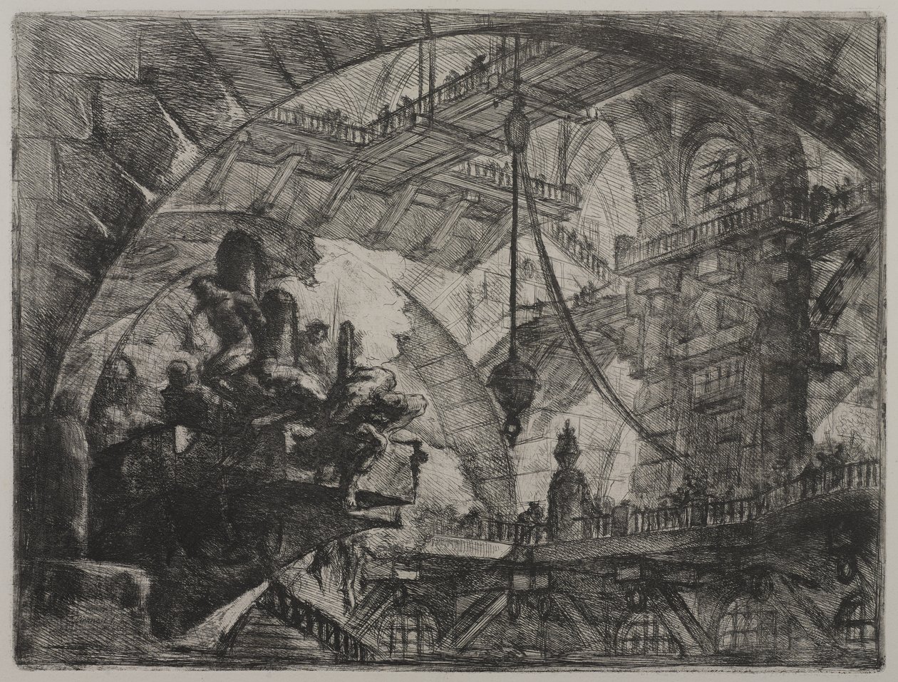 Invenzioni Capric di Carceri; Hind 13, First State of Three, cca 1749 (lept na položený papír) od Giovanni Battista Piranesi