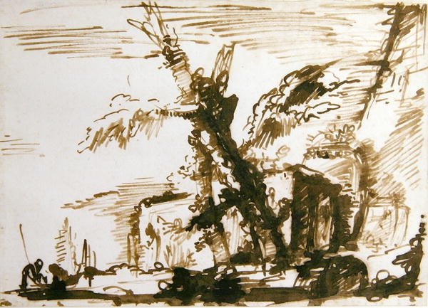 Italská krajina (pero a tuš na papíře) od Giovanni Battista Piranesi