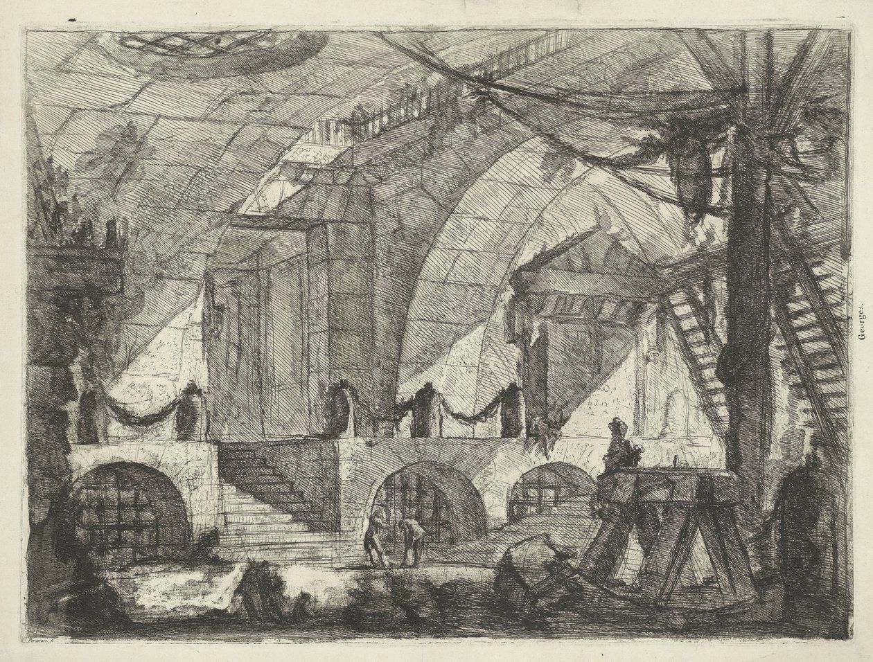 Kerker se setkal se zaagbokem Kerkers (název série) Capric Inventions od Carceri all Acqua Forte (název série) od Giovanni Battista Piranesi