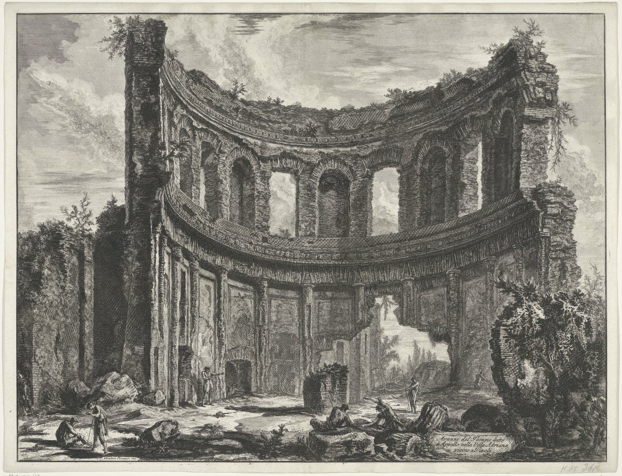 Kleine paleis ve Villa Adriana t a Tivoli Pozůstatky chrámu zvaného Appollo v Hadriánově vile poblíž Tivoli (název na objektu) Gezichten op Rome (název série) Pohledy na Řím navržený a vyrytý architektem Giambattista Piranesi Ve (nez) iano (série od Giovanni Battista Piranesi