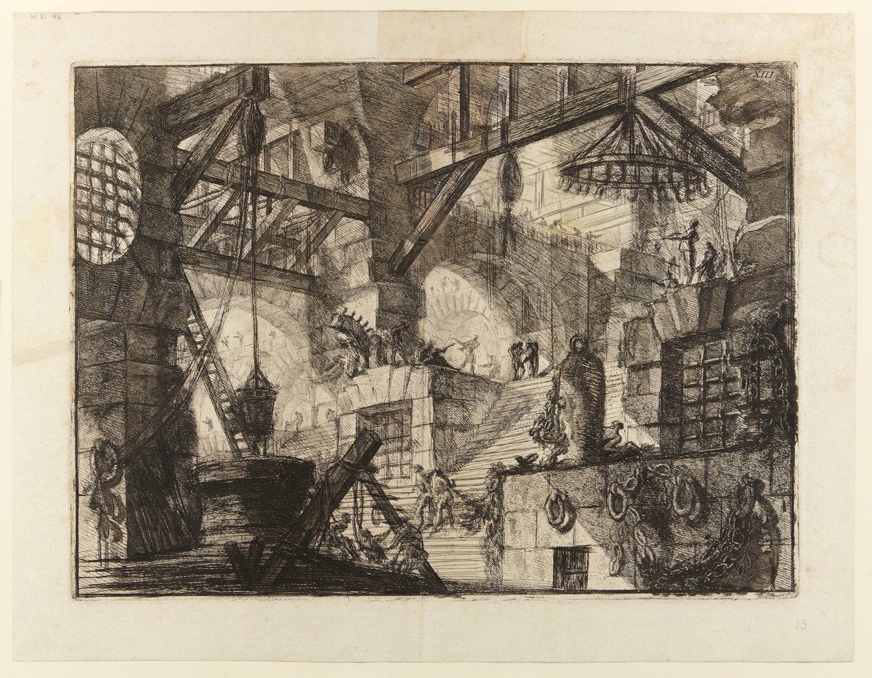 Vězení vynálezů, deska XIII: Studna od Giovanni Battista Piranesi