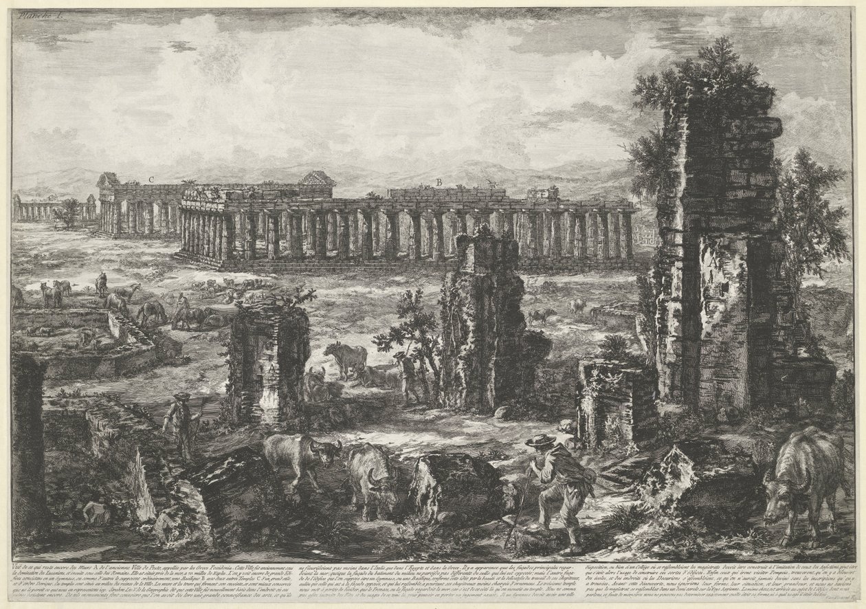 Starobylé městské hradby a chrámy v Paestum Vue de ce qui reste encore des Murs A. de l
