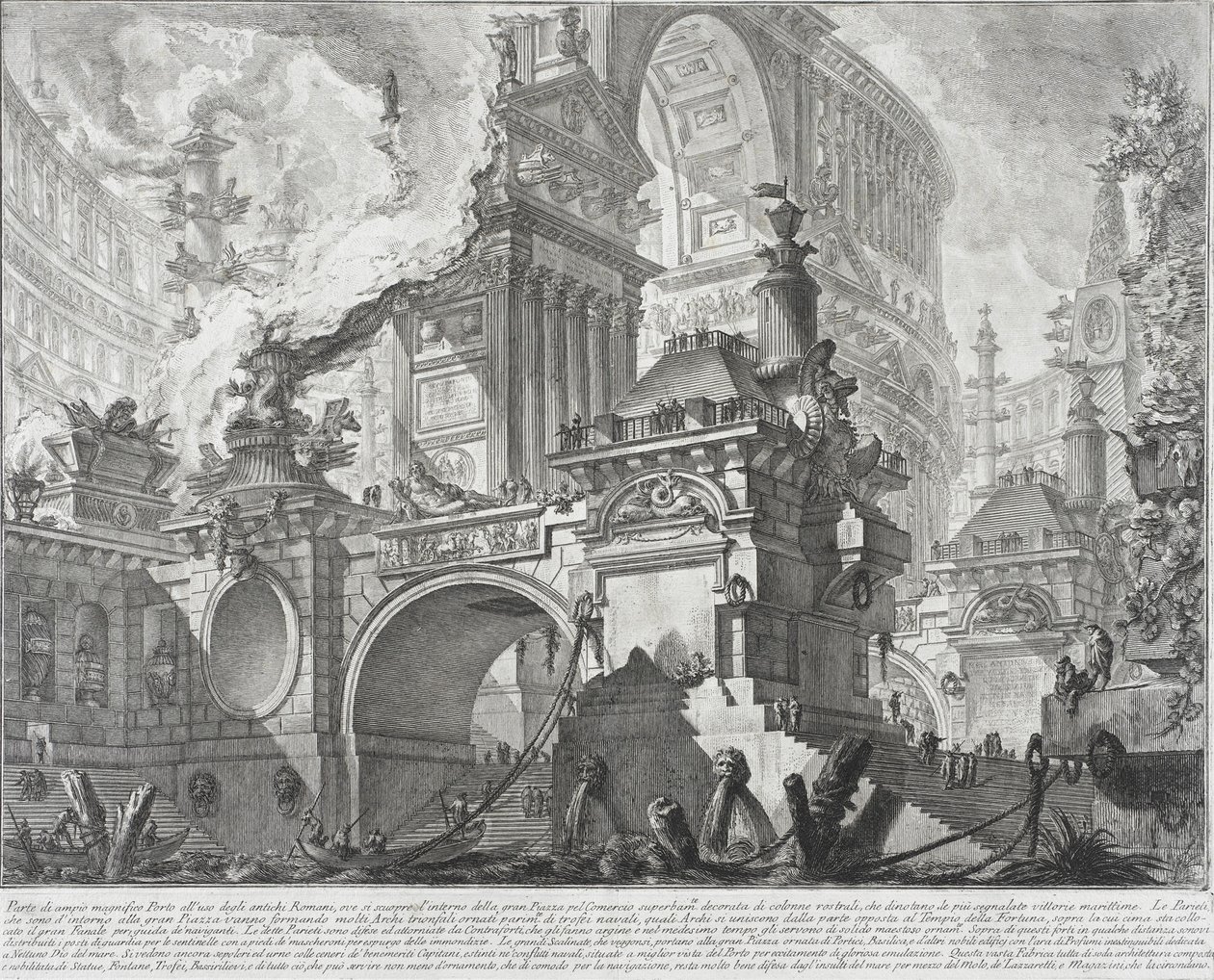 Část prostorného a velkolepého přístavu pro použití starých Římanů, který se otevírá na velké tržní náměstí, 1761-80 od Giovanni Battista Piranesi