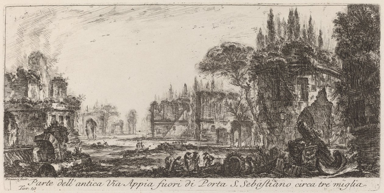Část starověké Via Appia mimo Porta S. Sebastiano od Giovanni Battista Piranesi