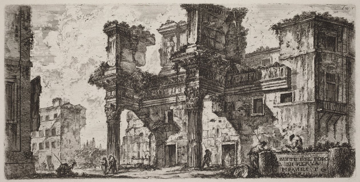Část Nervaova fóra od Giovanni Battista Piranesi