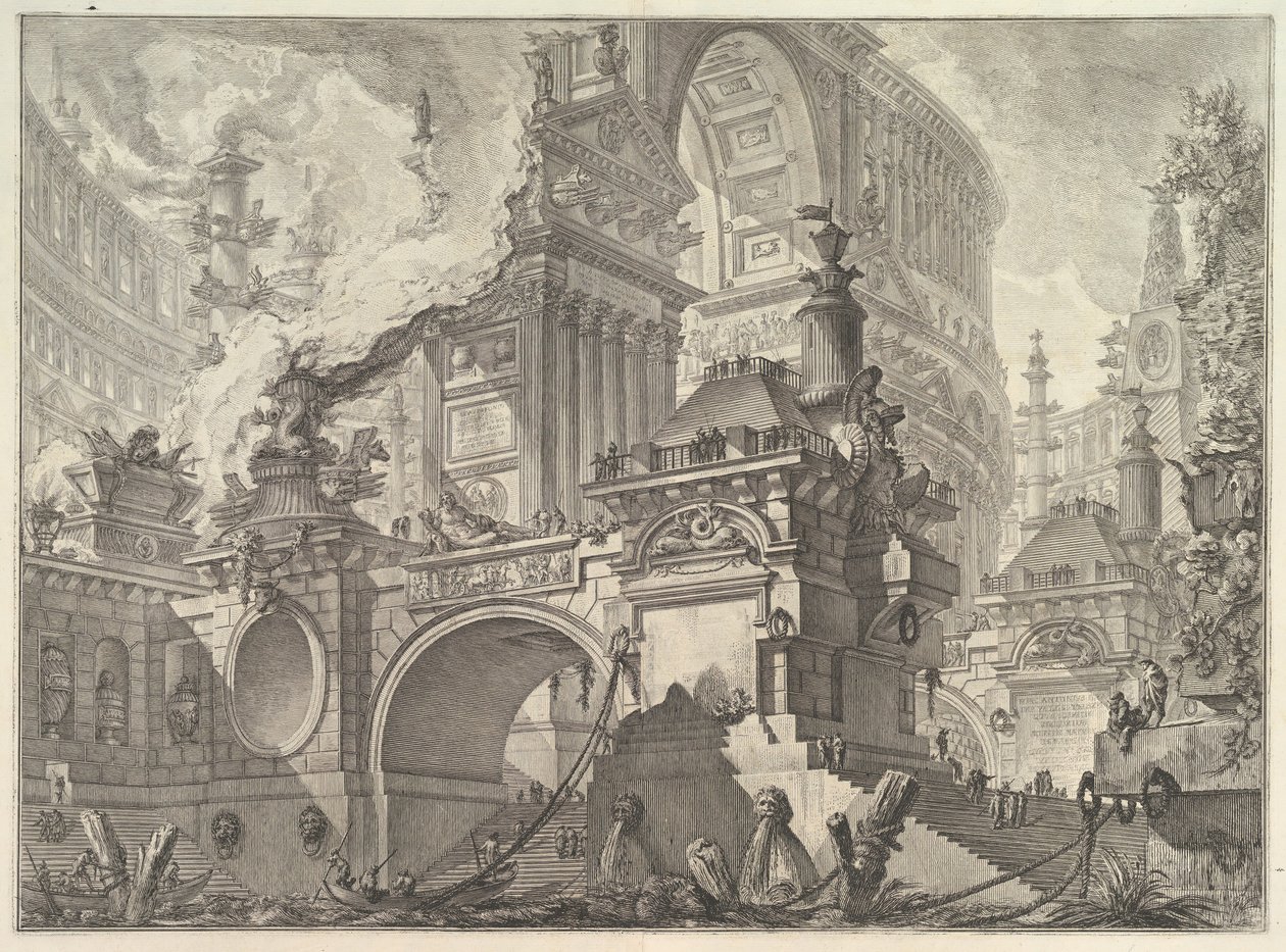 Část velkého velkolepého přístavu, o kterém se zmiňovali staří Římané, kde je objeveno vnitrozemí..., ca. 1749-50. od Giovanni Battista Piranesi