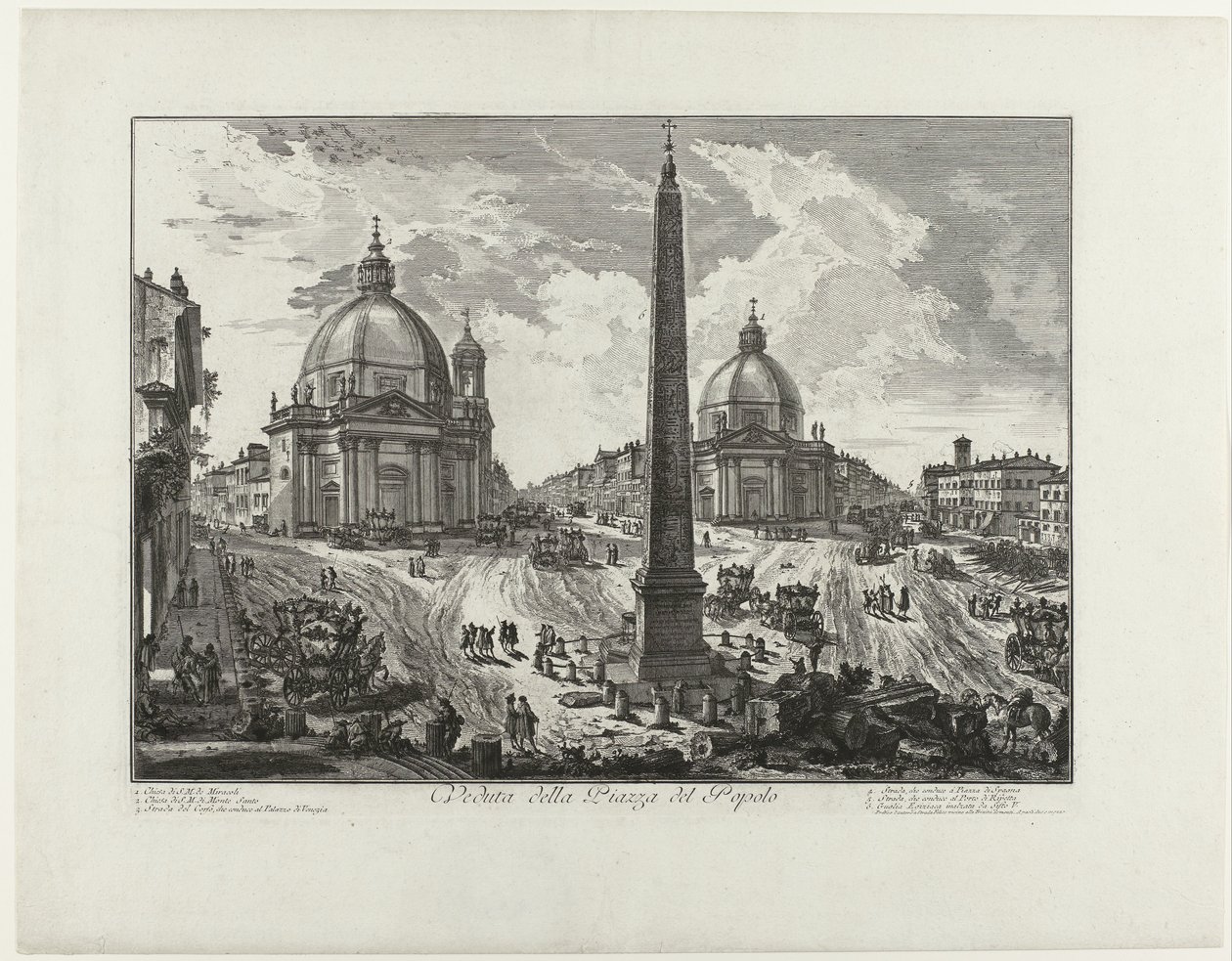 Piazza del Popolo te Rome (název na objektu) Pohled na náměstí Piazza del Popolo (název na objektu) Gezichten op Rome (název série) Pohledy na Řím navržený a vyrytý architektem Giambattista Piranesi Ve (nez) iano (název série) od Giovanni Battista Piranesi
