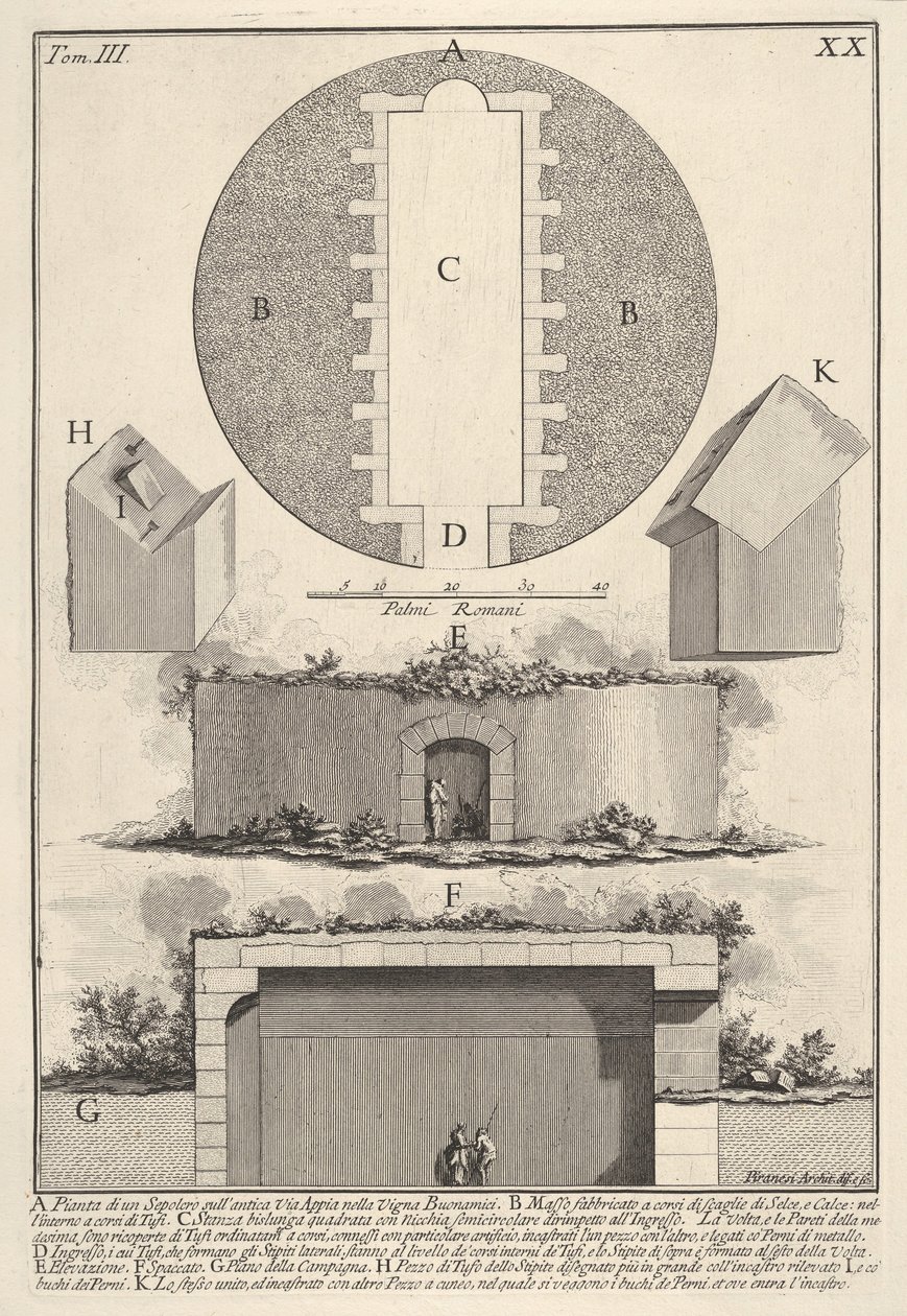 Plán hrobky na Appian Way ve Vigna Buonamici Plán hrobky na starověké Via ..., 1756. od Giovanni Battista Piranesi