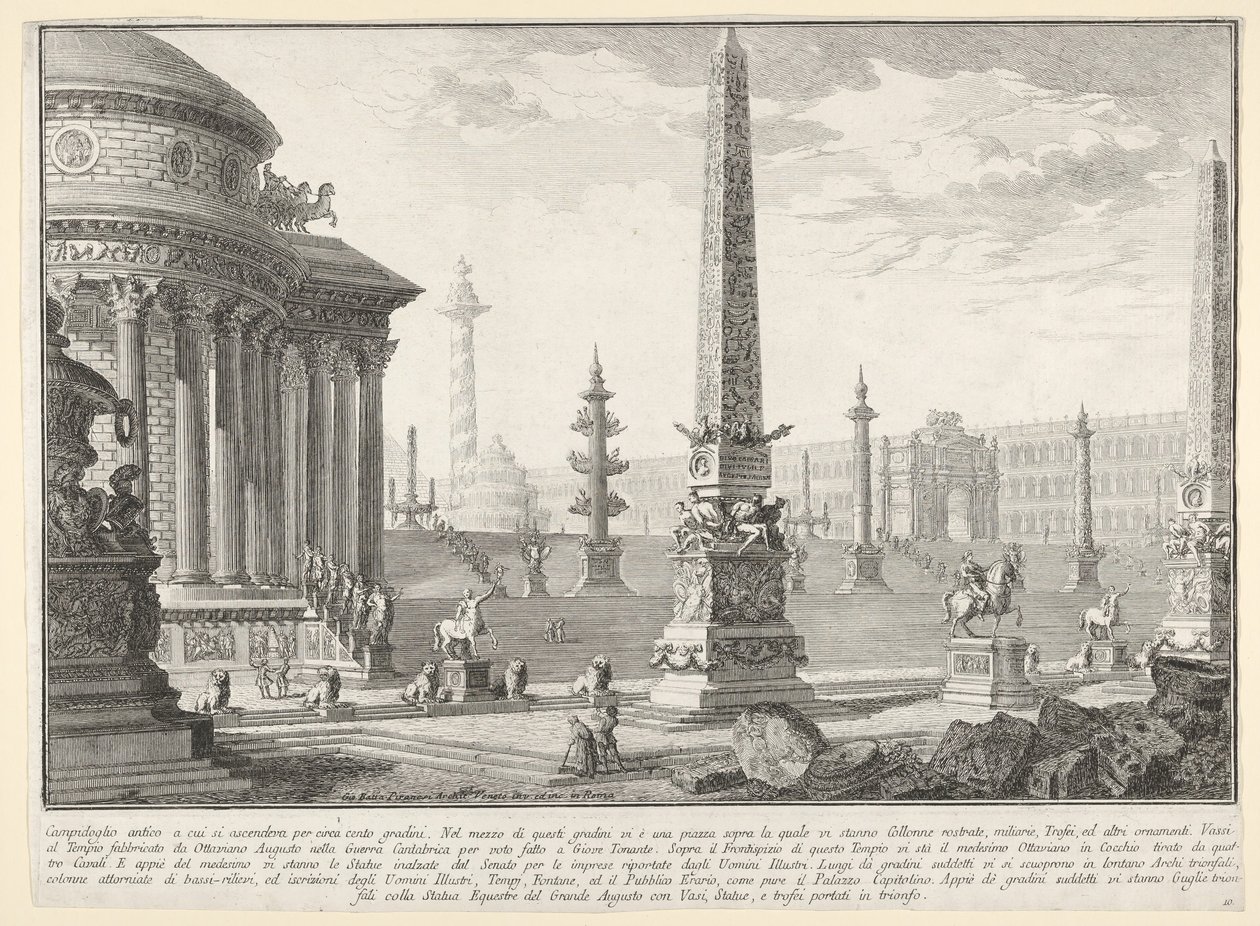 Deska 10: Starověký Kapitol vystoupal přibližně o sto schodů [...] Campido..., 1743. od Giovanni Battista Piranesi
