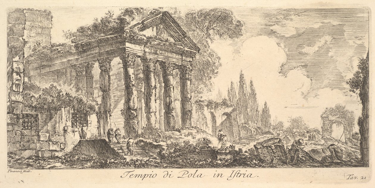 Deska 21: Pulský chrám na Istrii Pulský chrám na Istrii, ca. 1748. od Giovanni Battista Piranesi