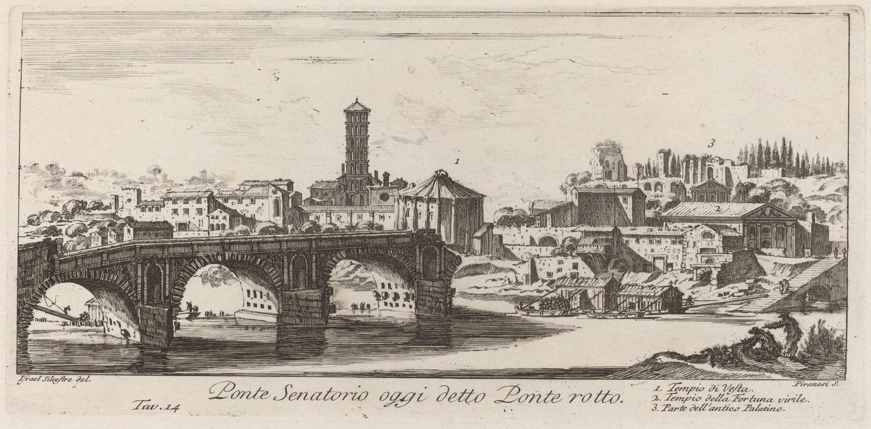 Ponte Senatorio se dnes jmenuje Ponte Rotto od Giovanni Battista Piranesi