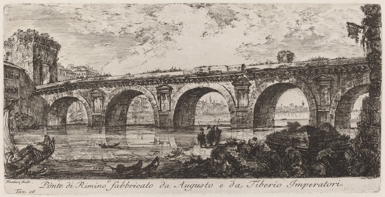 Most Rimino postavený Augustem a císařem Tiberiem od Giovanni Battista Piranesi