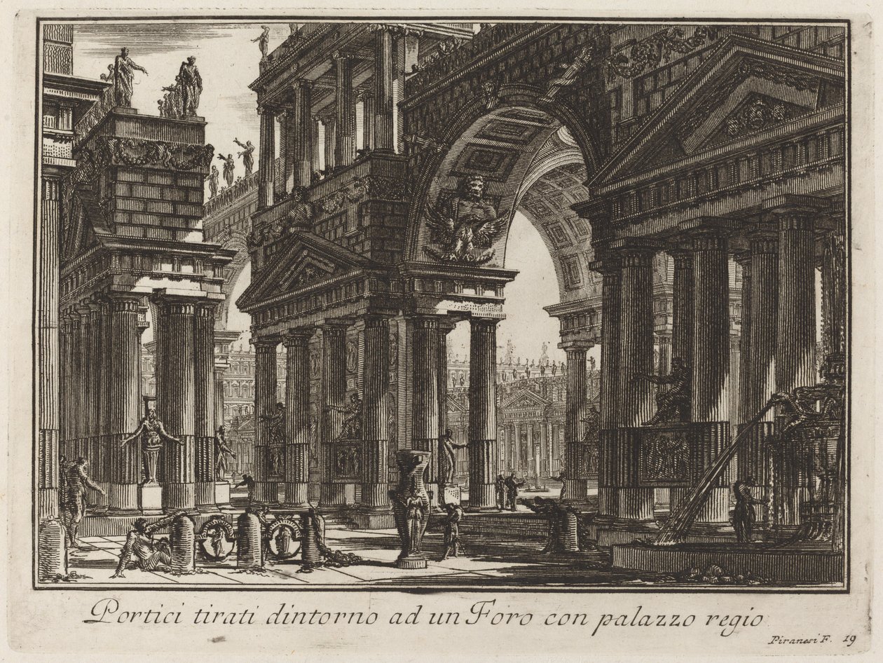 Porticos tažené kolem fóra s královským palácem od Giovanni Battista Piranesi