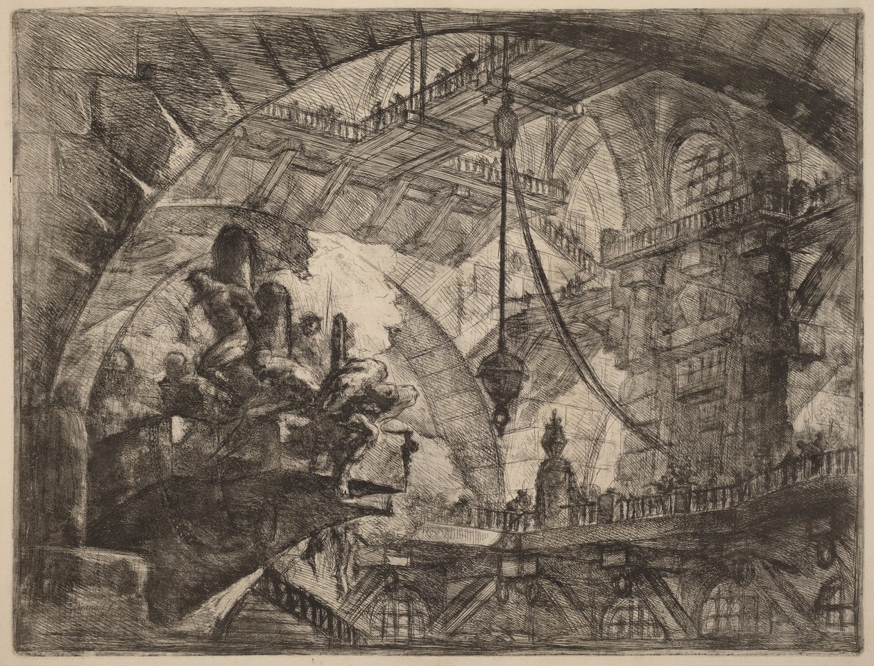 Vězni na vyčnívající plošině od Giovanni Battista Piranesi