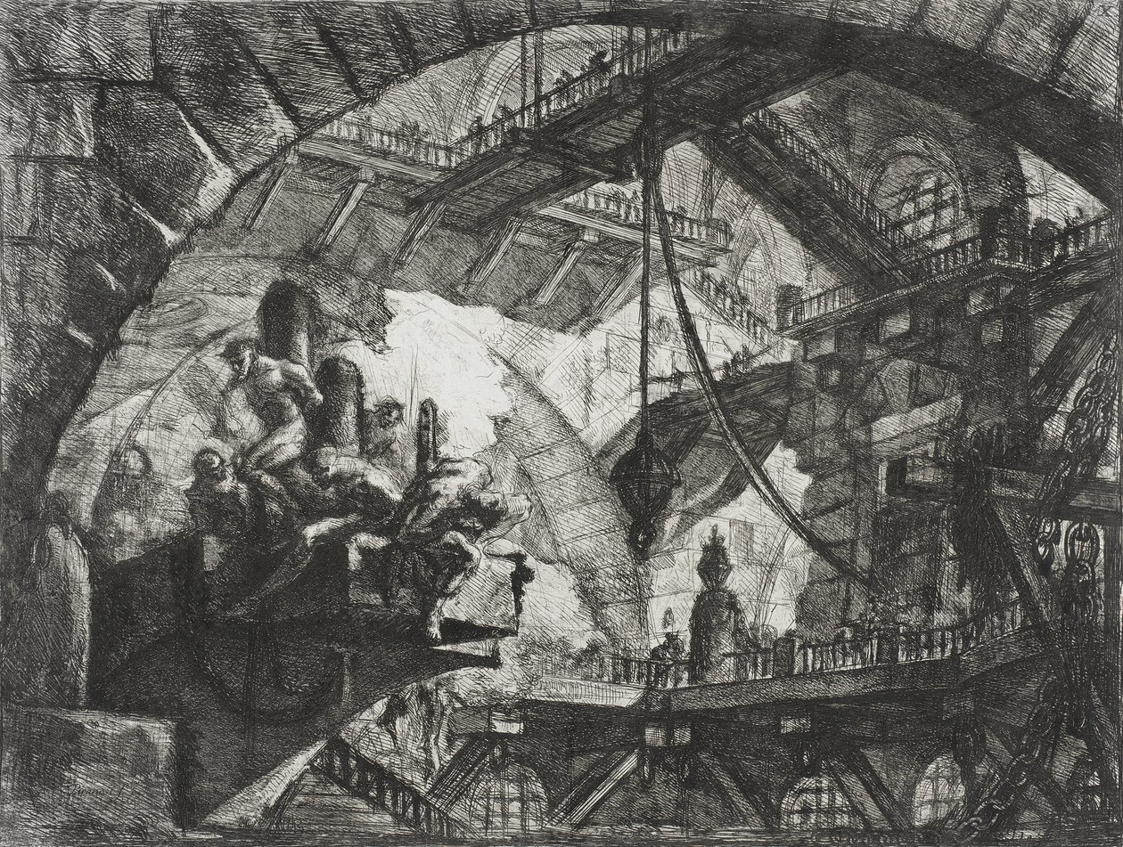 Vězni na vyčnívající plošině od Giovanni Battista Piranesi