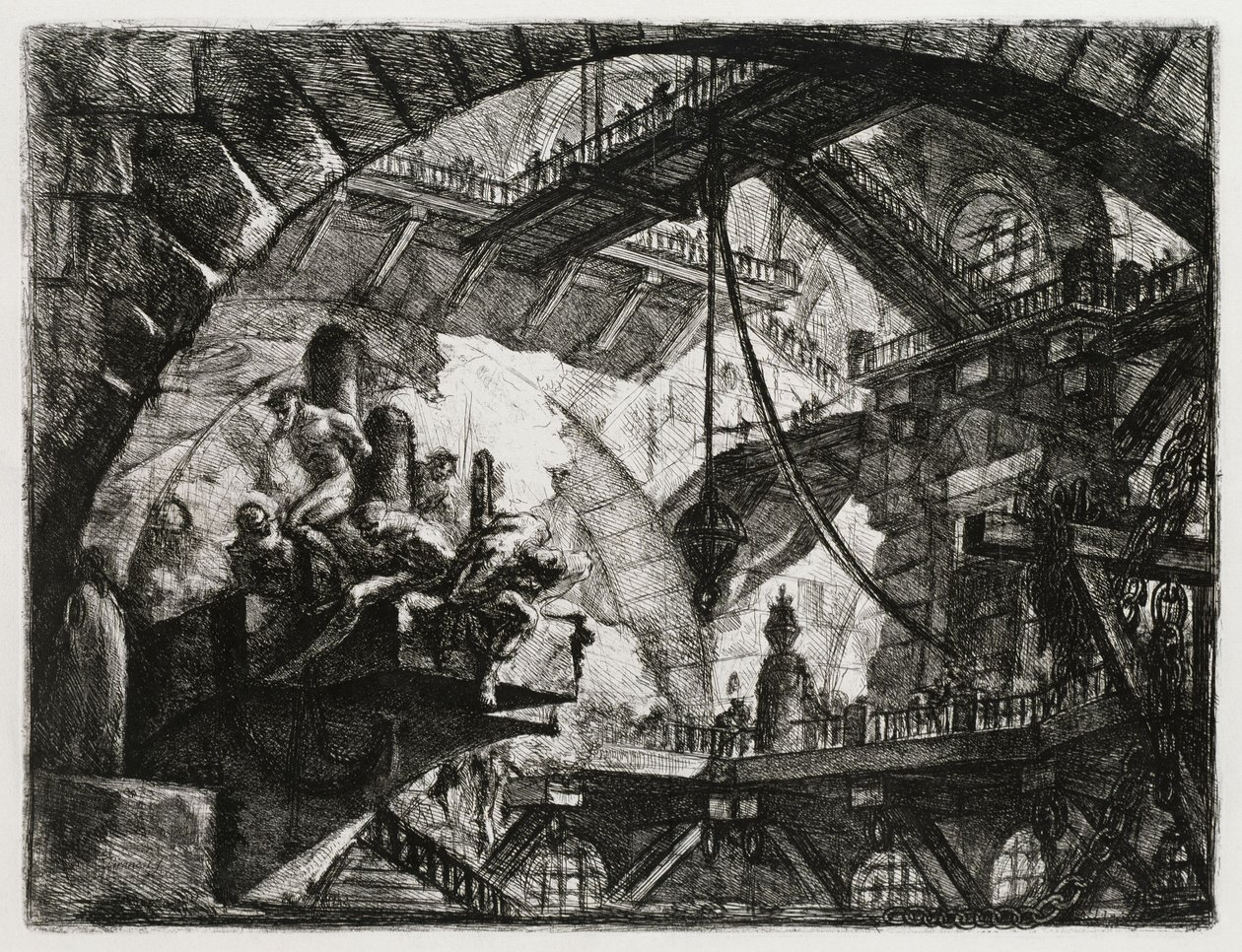 Vězni na vyčnívající plošině od Giovanni Battista Piranesi