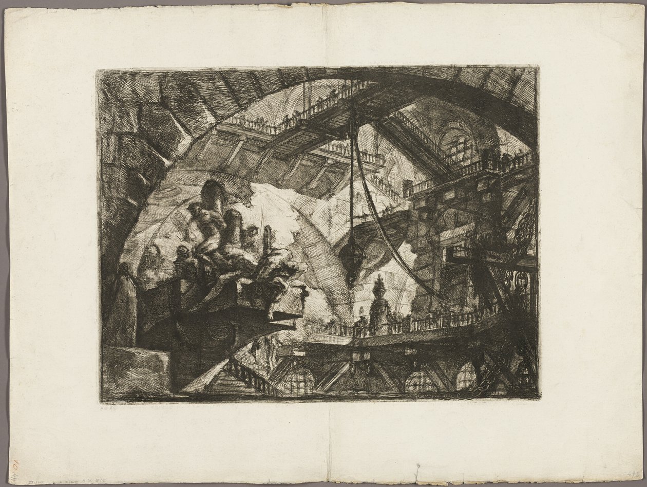 Vězni na projekční plošině, deska 10 z imaginárních věznic od Giovanni Battista Piranesi