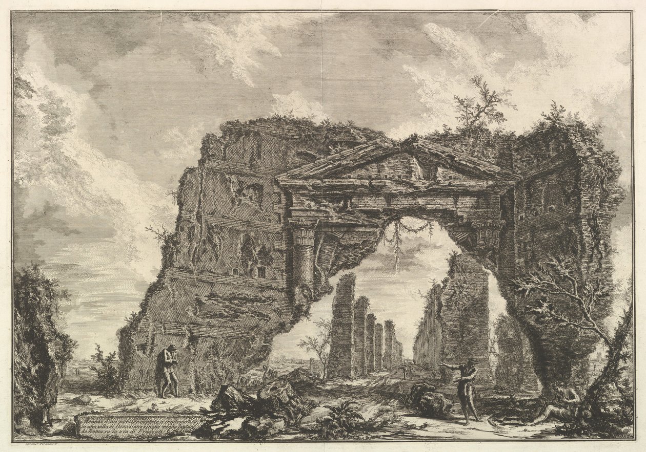 Pozůstatky kryté portikus nebo kryptoportiucus, ve vile Domitian, pět mil..., ca. 1766. od Giovanni Battista Piranesi