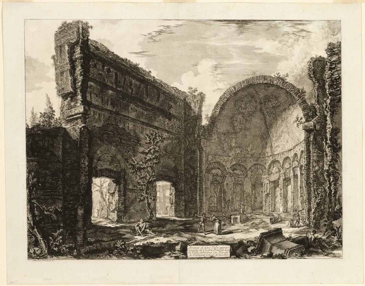 Zbytky místnosti patřící k pretoriánské pevnosti v Hadriánově vile, Tivoli, z Pohledů na Řím od Giovanni Battista Piranesi