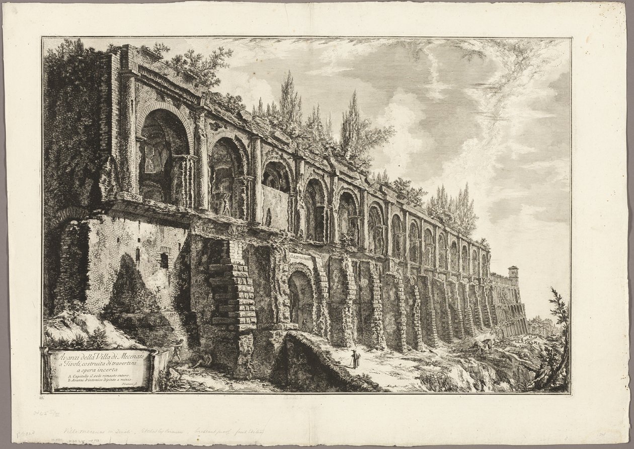 Pozůstatky vily Maecenas v Tivoli, z Pohledy na Řím od Giovanni Battista Piranesi