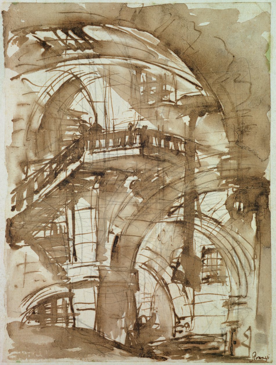Římské vězení, kolem 1744-5 (pero a pero s tužkou) od Giovanni Battista Piranesi