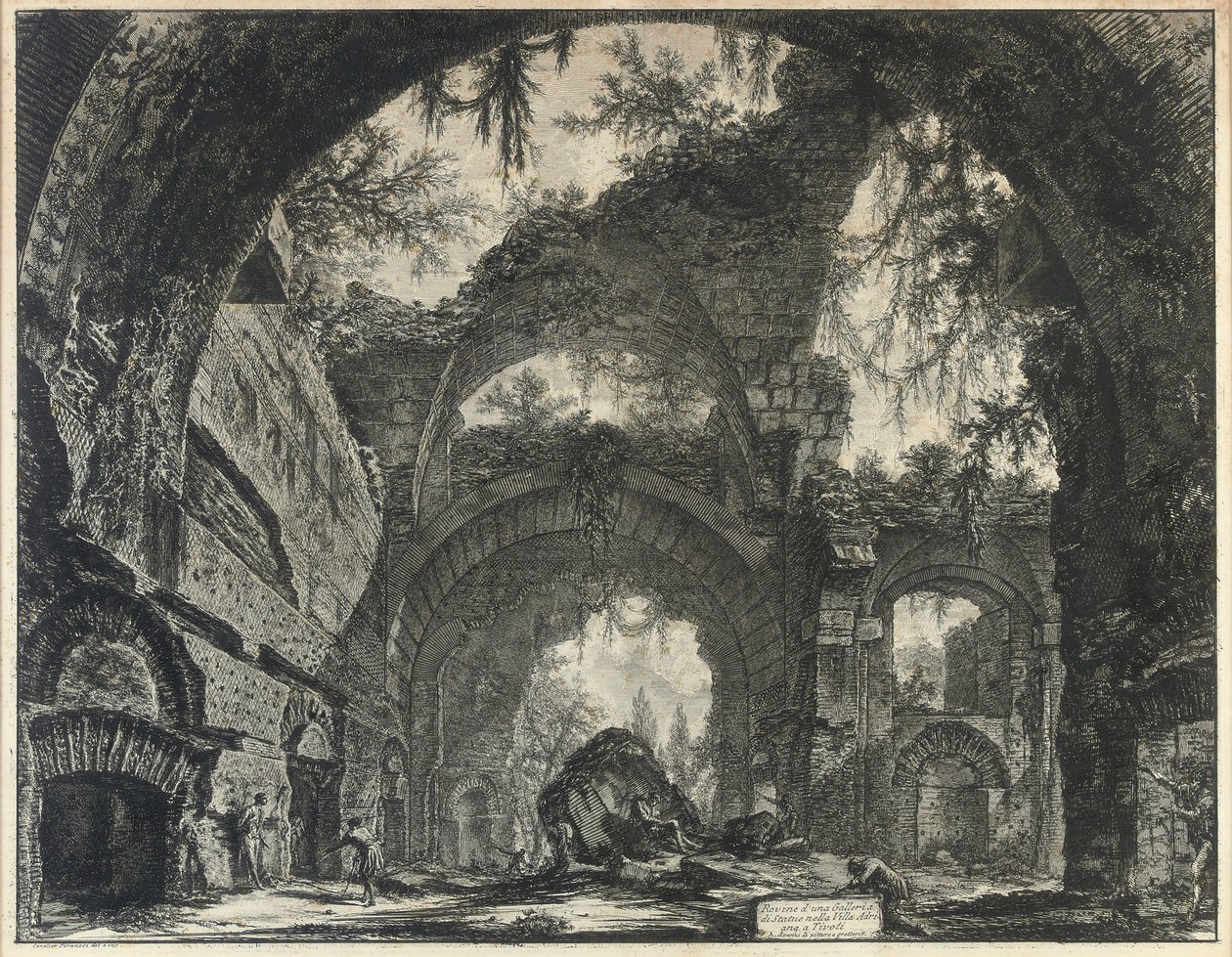 Ruiny galerie soch v Hadriánově vile v Tivoli od Giovanni Battista Piranesi