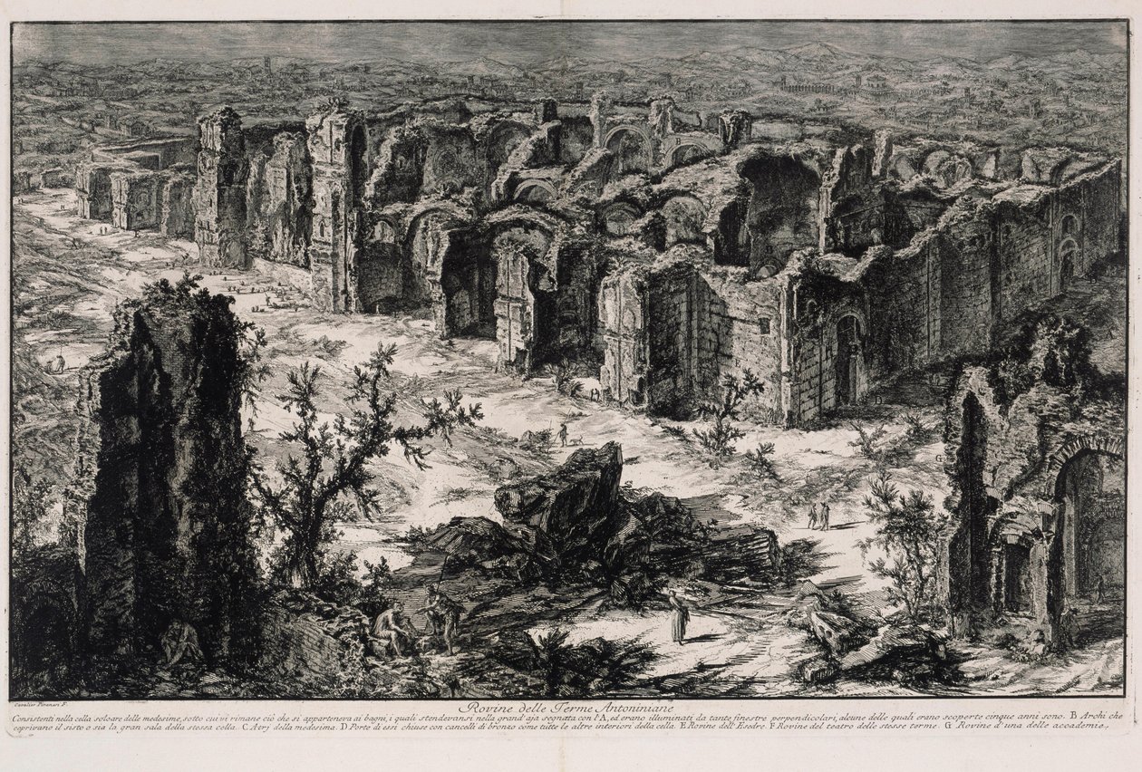 Ruiny Caracallových lázní (z: Vedute di Roma) od Giovanni Battista Piranesi