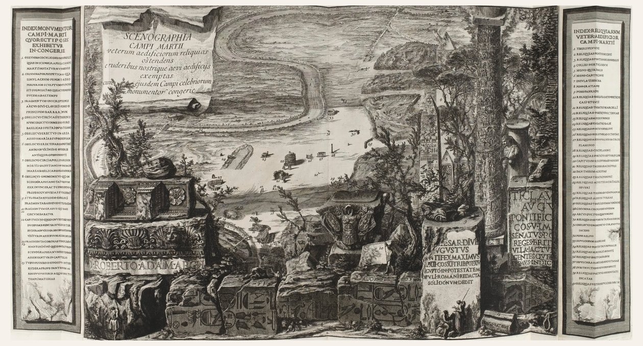 Scenographia Campi Martii, stránka z Campo Marzio starého Říma od Giovanni Battista Piranesi