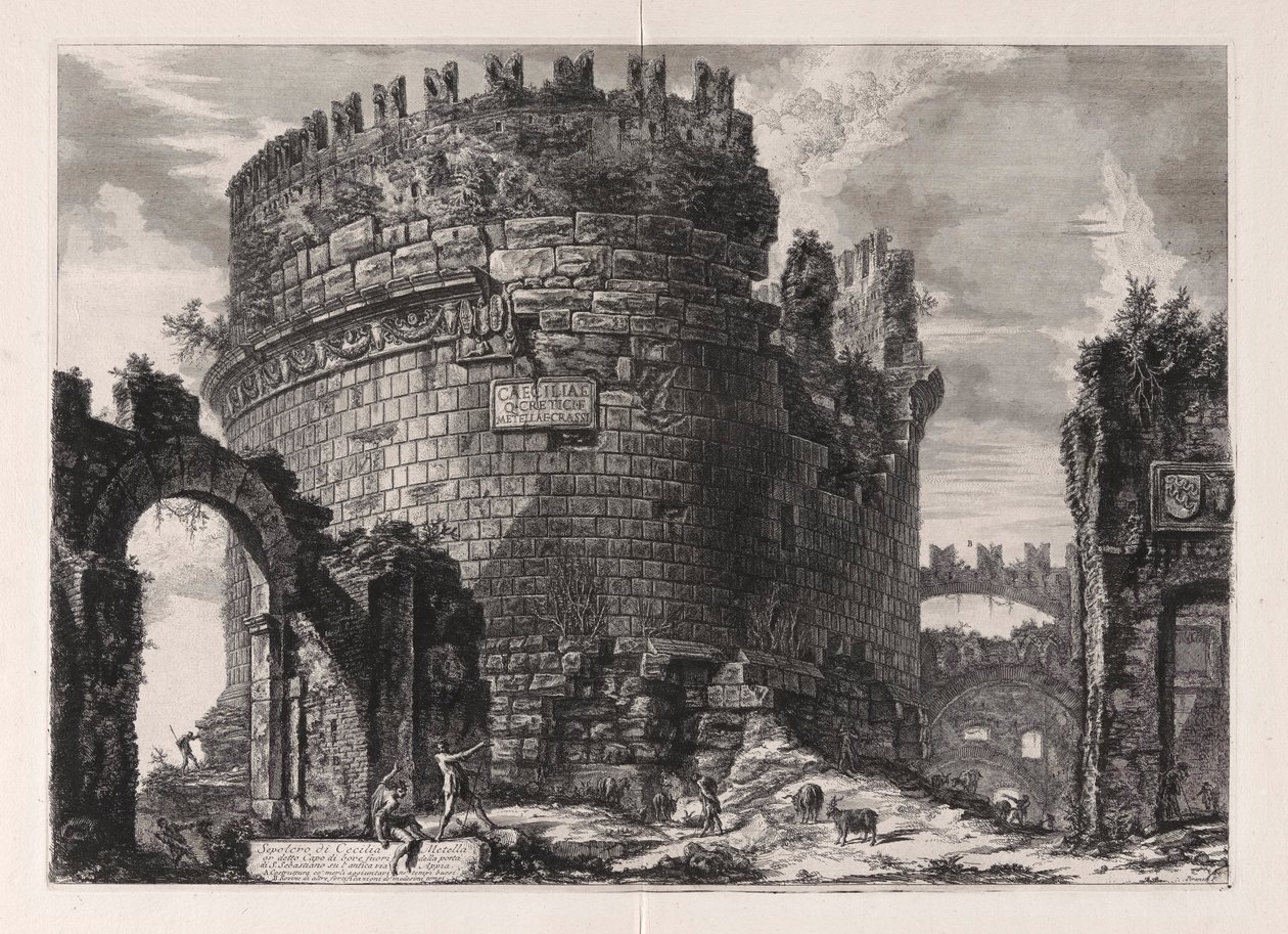 Hrobka Cecilie Metella od Giovanni Battista Piranesi