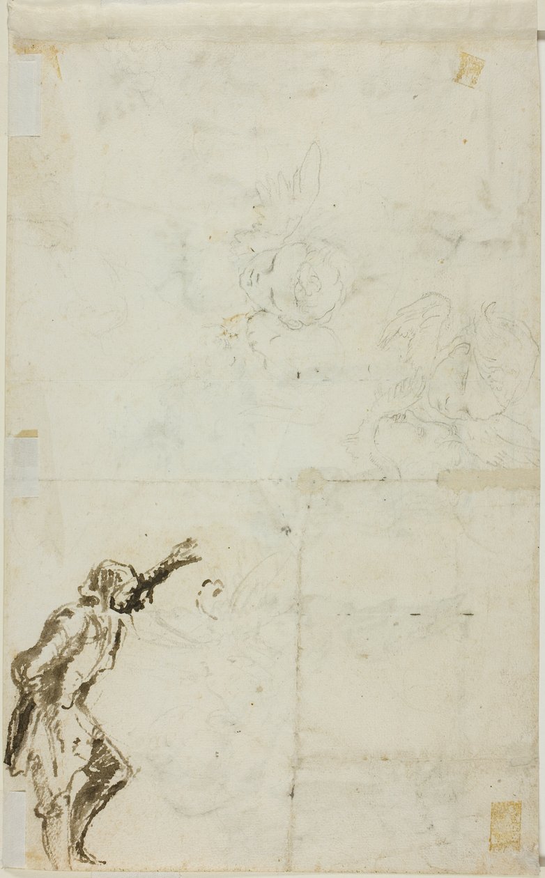 List náčrtů: Stojící muž se zdviženou paží, Cherubín od Giovanni Battista Piranesi