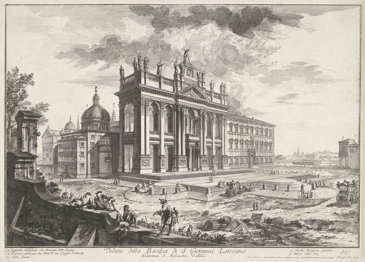 Sint-Jan van Lateranen te Rome Pohled na baziliku S. Giovanni Laterano (titul na objektu) Gezichten op Rome (název série) Pohledy na Řím navržený a vyrytý architektem Giambattista Piranesi Ve (nez) iano (název série) od Giovanni Battista Piranesi