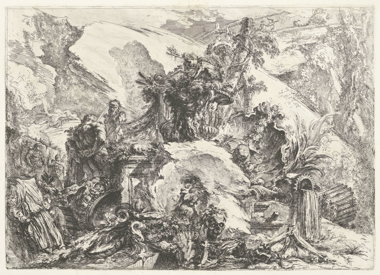 Kostry a sochy Capricci decorativi (bývalý název série) Grotteschi (název série) od Giovanni Battista Piranesi