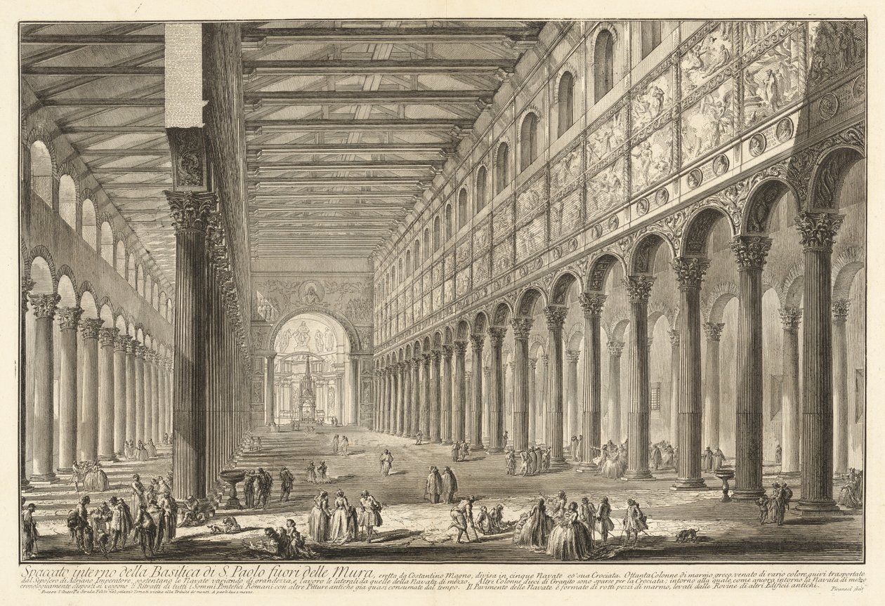 Vnitřní pohled na baziliku svatého Pavla za hradbami od Giovanni Battista Piranesi