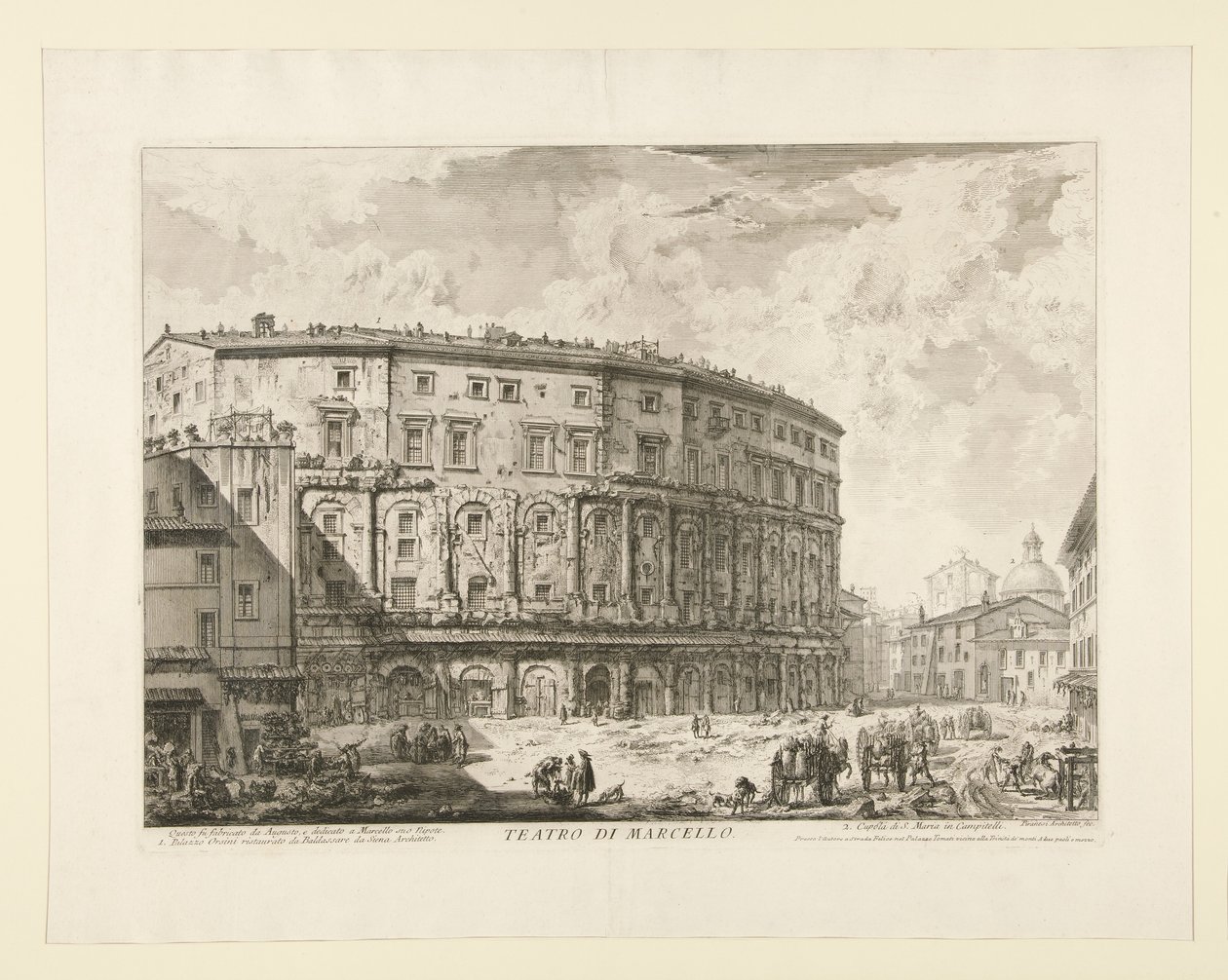 Divadlo Marcellus (Theater of Marcellus), z Pohledy na Řím od Giovanni Battista Piranesi