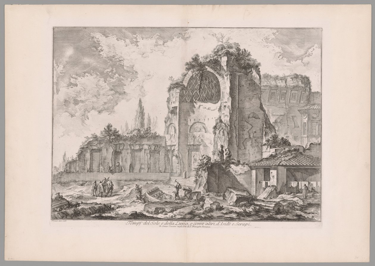 Temple of Sol and Luna..., from Views of Rome (Chrámy Slunce a Měsíce, nebo jako jiné, Isis a Serapis, z pohledů na Řím) od Giovanni Battista Piranesi