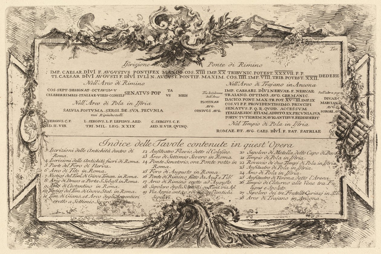 Textová deska od Giovanni Battista Piranesi