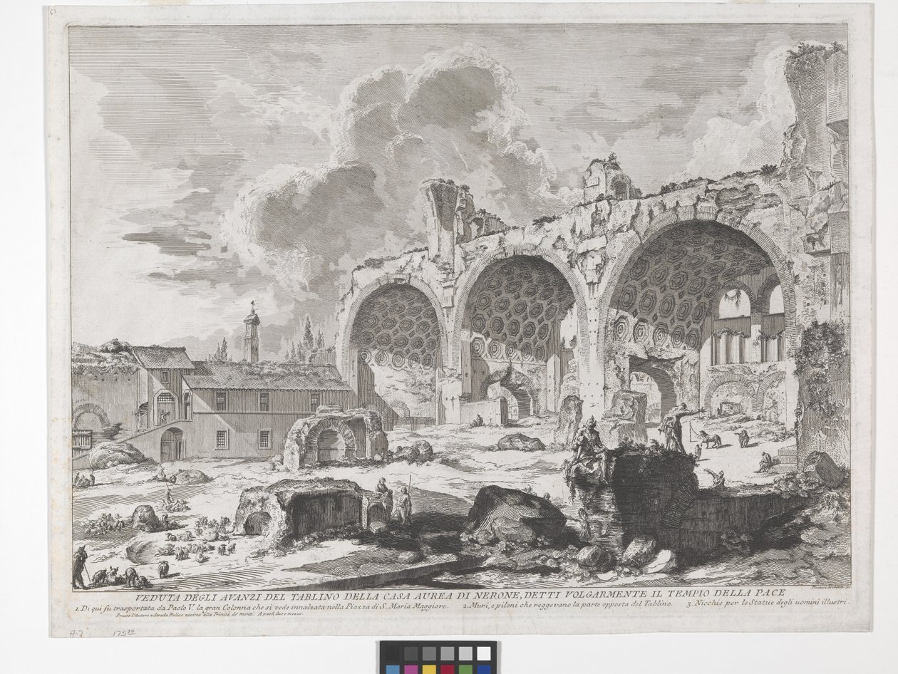 Konstantinova bazilika (lept a rytina) od Giovanni Battista Piranesi